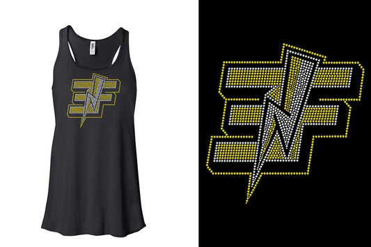 Rhinestones Elite Force logo Youth Flowy Racerback Tank