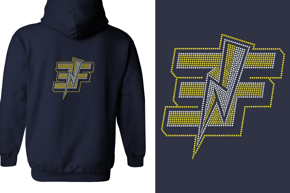 Rhinestones Elite Force logo Unisex Zip Hoodie