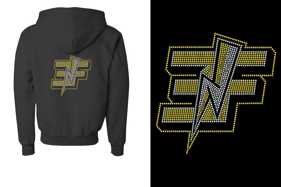 Rhinestones Elite Force logo Youth Unisex Zip Hoodie