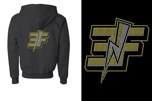 Rhinestones Elite Force logo Youth Unisex Zip Hoodie