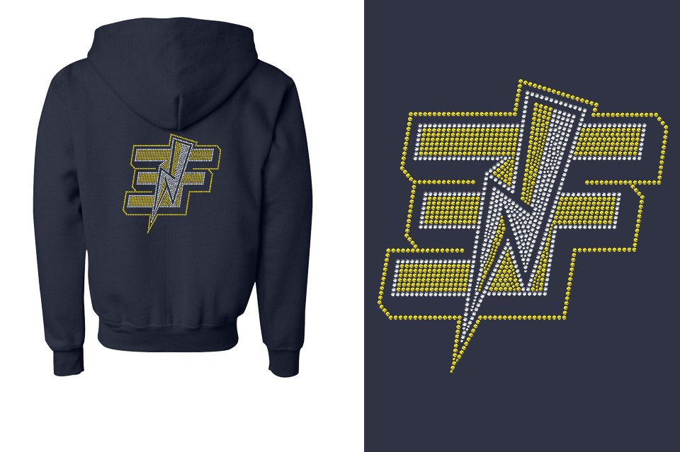 Rhinestones Elite Force logo Youth Unisex Zip Hoodie